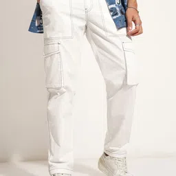 HIGHLANDER Men Straight Fit Cargos Trousers-image-81