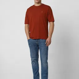 Peter England Casuals Men Solid Round Neck Cotton Oversized T-shirt image 3