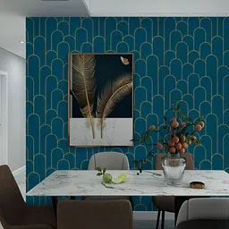 Aura Teal & Gold-Toned Printed Self Adhesive Wall Sticker image 5
