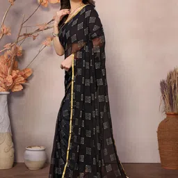 REDFISH Printed Bollywood Chiffon Saree image 2