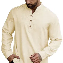 Navkanj Band Collar Roll-Up Sleeves Short Kurta-picture-26