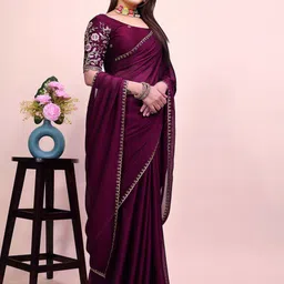 K 5 Fashion Embroidered Pure Chiffon Saree-image-62