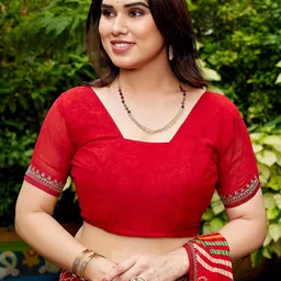 all about you Ethnic Motifs Embroidered Pure Georgette Saree-image-93