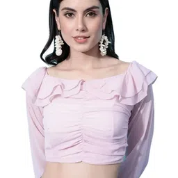 YANA FASHION Puff Sleeve Georgette Crop Top-picture-28