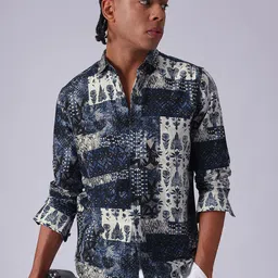 Banana Club Men Classic Slim Fit Opaque Abstract Casual Shirt image 4