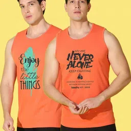 WOOSTRO Men Pack of 2 Typography Printed Round Neck Slim Fit Printed T-shirts image 3