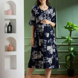 NIGHTSPREE Print Maternity A-Line Midi Dress-image-33