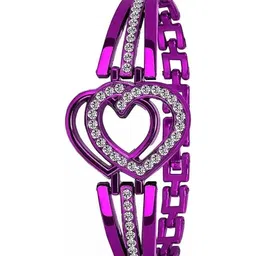 SZN Women Dial & Stainless Steel Straps Analogue Watch Tn Pink&Heart &BraceletPuprle -V image 2