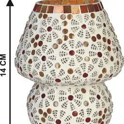 SOMIL White Pack Of 4 Printed Glass Cylindrical Shaped Table Lamp image 3