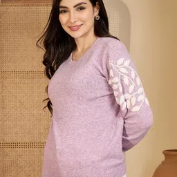 all about you Women Floral Printed Woollen Pullover image 3