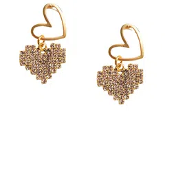VAGHBHATT Gold-Plated Artificial Stones Studded Heart Shaped Drop Earrings image 5