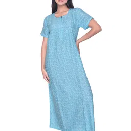 FIRST SLEEP Printed Maxi Nightdress-image-93