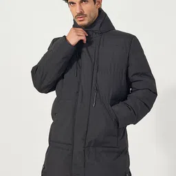 Styli Men Longline Hooded Puffer Parka Jacket with Drawstring Tape Detail-image-63