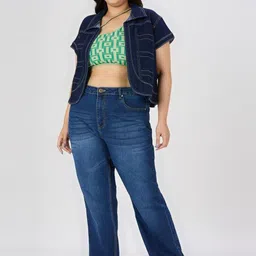 Style Quotient Plus Crop Denim Jacket image 3