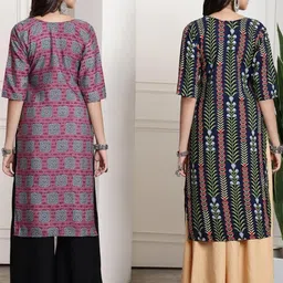 Ethnic basket Women Pack Of 2 Multicoloured Crepe Kurtas image 5