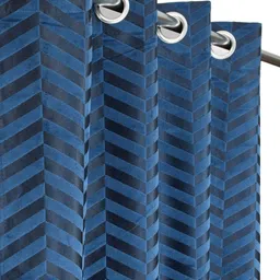 Kiara Creations Blue 2 Pieces Striped Room Darkening Window Curtain image 1