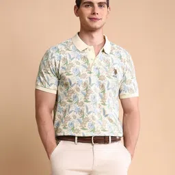 U.S. Polo Assn. Men Floral Printed Polo Collar Slim Fit Cotton Polo T-shirt image 3