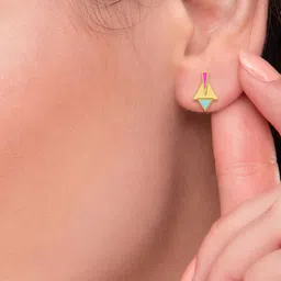 KISNA DIAMOND AND GOLD JEWELLERY 14KT Gold Dazzling Triangle Earrings-1.66g image 5