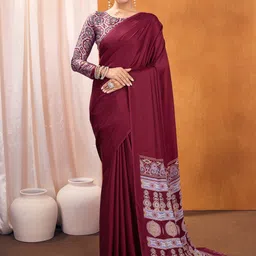 Mitera Ajrak Block Satin Saree image 5