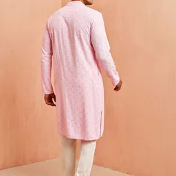 VASTRAMAY Men Floral Embroidered Regular Sequinned Kurta with Pyjamas image 3