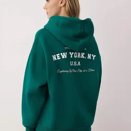 Trendyol Women Printed Hooded Pullover Oversized Sweatshirt-picture-13