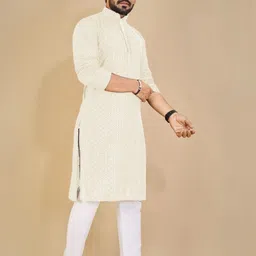 click n buy Men Beige Kurtas image 2