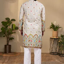 KURTA WALLAH Men Geometric Printed Thread Work Floral Kurta image 4