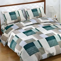 Trance Home Linen Grey & Green Printed Pure Cotton King Duvet Cover-picture-41