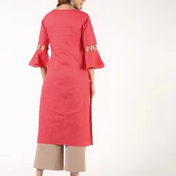 ANIYAH Geometric Yoke Design Boat Neck Pure Cotton Straight Kurta image 5