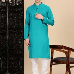 House of Pataudi Men Textured Straight Kurta & Trouser-picture-20