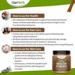 ourherb Pure & Natural Mulethi Powder for Health, Skin & Hair with Wooden Spoon - 100g image 3