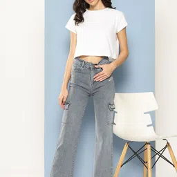 CORSICA Women Grey Cotton Stretchable Jeans-image-59