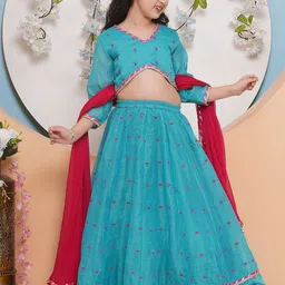 Bitiya by Bhama Girls Embroidered Ready to Wear Lehenga & Blouse With Dupatta image 3
