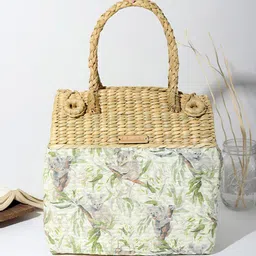 habereindia Picnic Baskets | Lunch Basket | Cane or Jute Basket | Wicker Baskets | Cane Basket for Gifting (Design 01) image 1