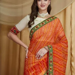 RAJGRANTH Bandhani Kutchi Embroidery Pure Georgette Bandhani Saree image 4