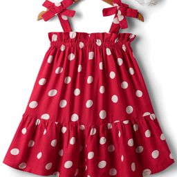 CrayonFlakes Girls Polka Dot Printed Tiered Shoulder Straps A-Line Dress-picture-11