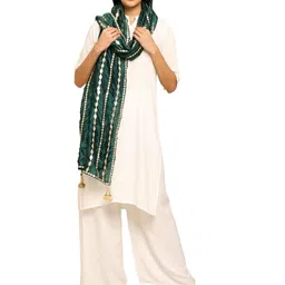 URBAN KANYA Geometric Embroidered Gotta Patti Silk Dupatta image 2