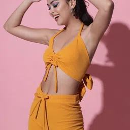 VANGULL Women Solid Tie-Ups Bodycon Mini Dress image 3