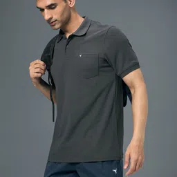 Technosport Men Brand Logo Polo Collar Anti Static Pockets Slim Fit T-shirt-image-79