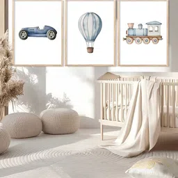 Kotart Brown & White 3 Pieces Cartoon Art Printed Wooden Wall Arts image 2