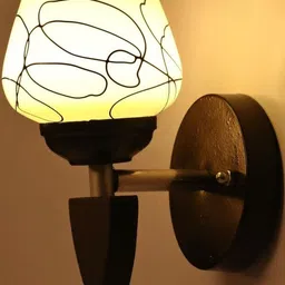 1ST TIME Pack Of 4 Black & White Glass Traditional Spherical Shaped Wall Lamp image 2