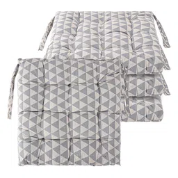 Kuber Industries Grey & White 4 Pieces Checked Cotton Chair Pads image 2