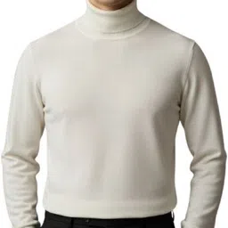 super weston Men Solid Turtle Neck White Sweater-picture-12