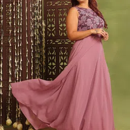 Miss Chase A+ Floral Printed Georgette Maxi Ethnic Dress-picture-20