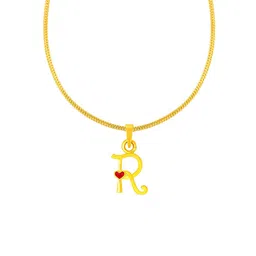 BHIMA 22K BIS Hallmark (916) Yellow Gold Radiant Heart R Initial Pendant-picture-26