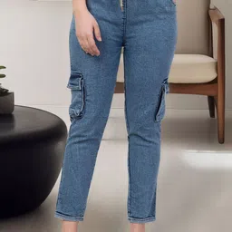 NEUNK Women Comfort Jogger Mid-Rise Stretchable Cargo Styles Jeans-picture-27