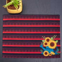 Indisca Designs 6-Pcs Red & Black Printed Table Placemats image 5