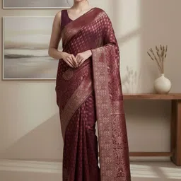 THREAD BOX Woven Design Zari Silk Blend Banarasi Saree-picture-34