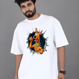Streetsutra Men Scooby-Doo Graphic Printed Round Neck Cotton Oversized T-shirt-image-36