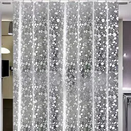 HOME ARK White & Transparent 3 Pieces Bubble Printed 3D Shower Curtains-image-20